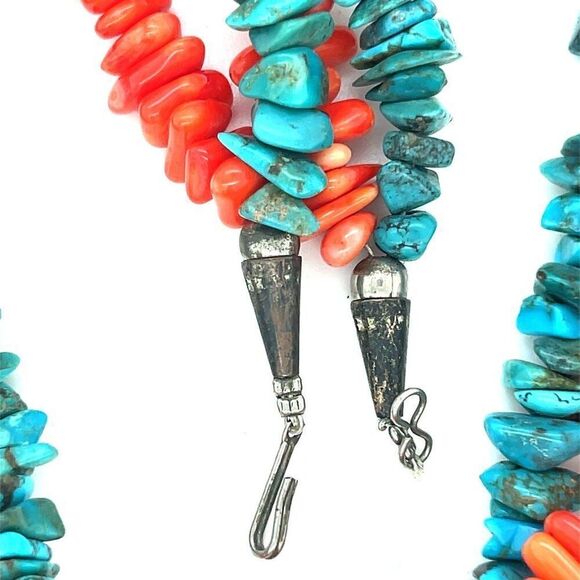 Coral & Turquoise Double Necklace - Picture 4 of 6